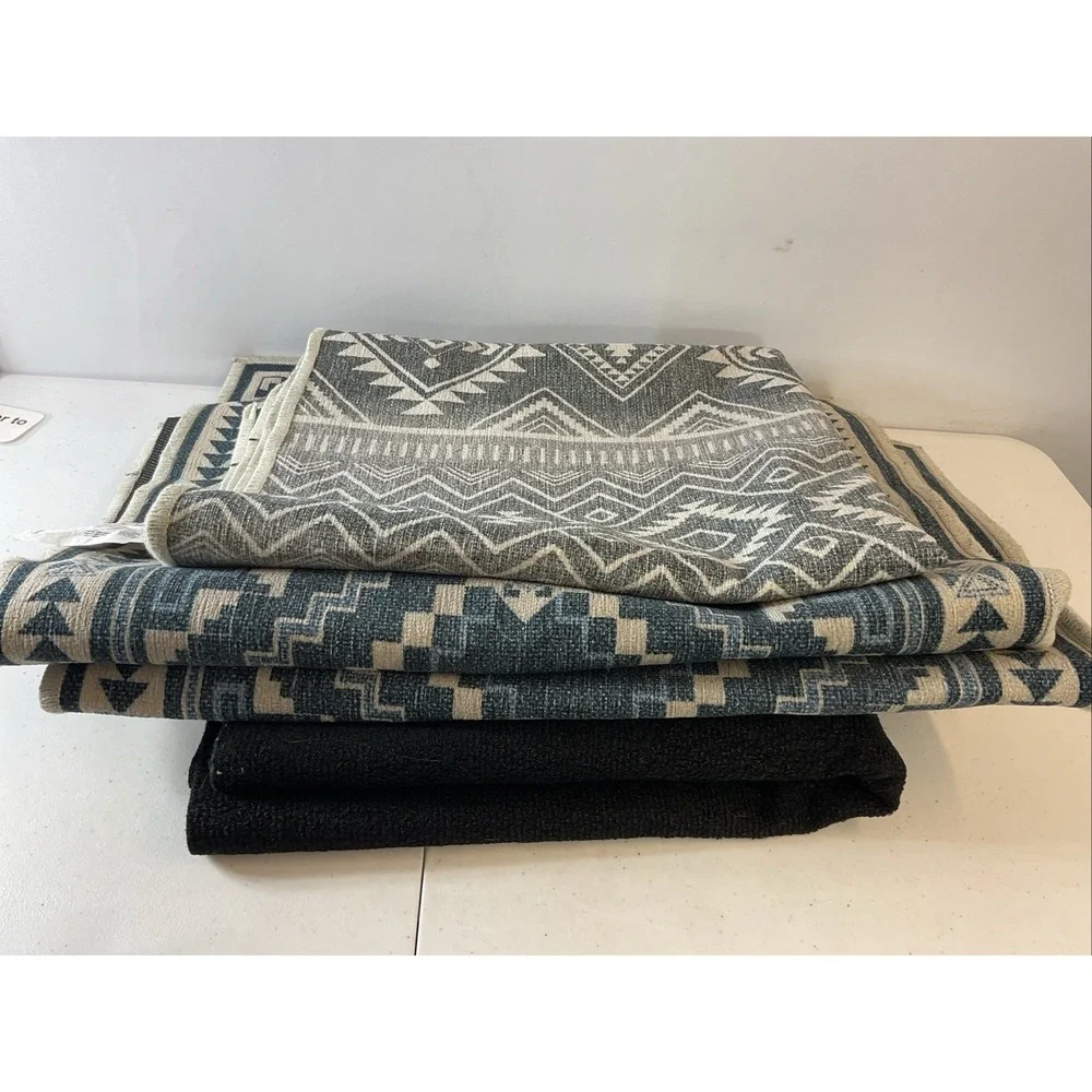 Lot of 3 Ruggables 2 door mats 3 x 2 Blue Grey 3 x 5 southwestern Pads included
